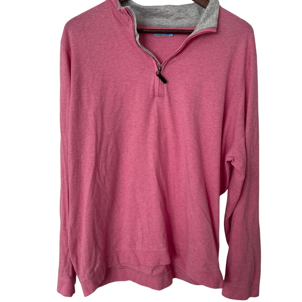 J.McLaughlin Mens  XL Pink‎ Heathered Pima Cotton Quarter Zip Pullover Sweater